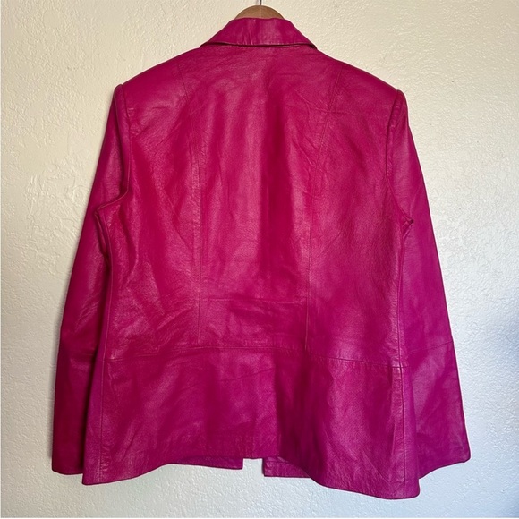 🩷Hot Pink Fuchsia Leather Blazer - Picture 2 of 15